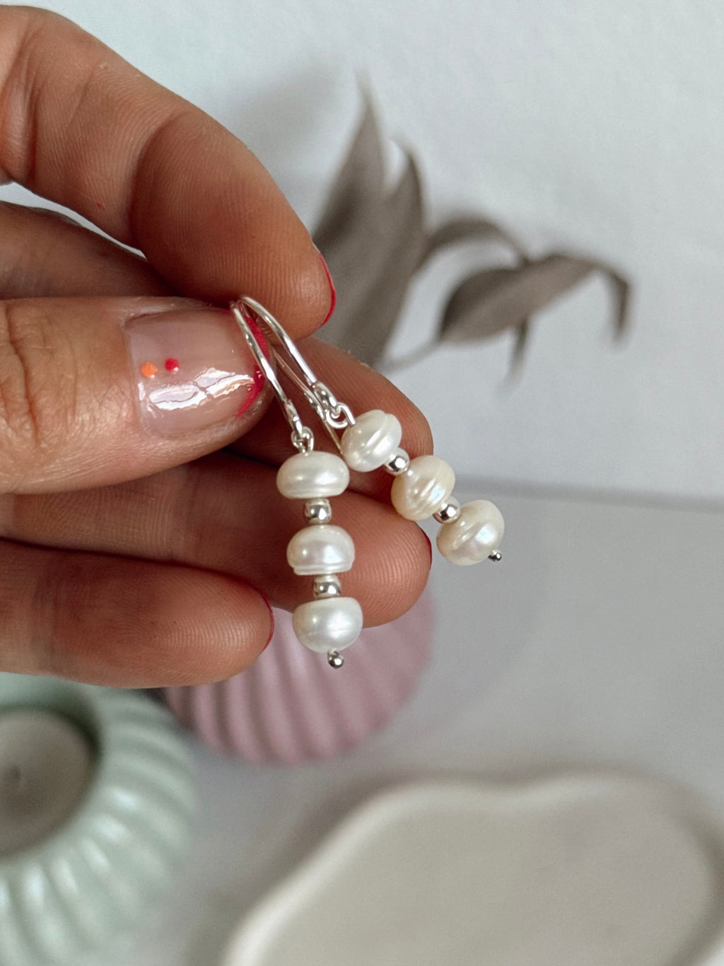 Caravanas Perla White